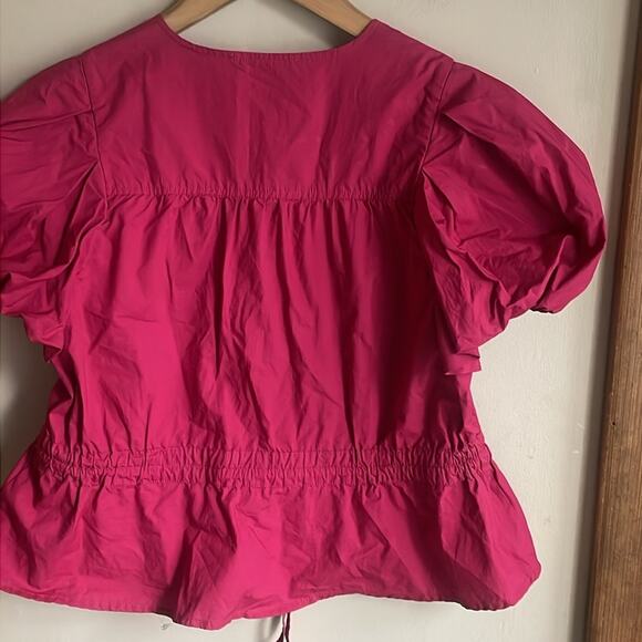 Ulla Johnson Mila Peplum Cotton Top in Rosebud - Picture 8 of 16